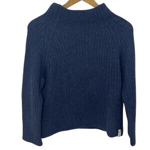 Henry Christ Cashmere Sweater Blue Indigo Funnel Neck Small Classic Pullover